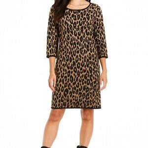 ANN TAYLOR Wool Blend Leopard Knit Dress Women's Size Small
